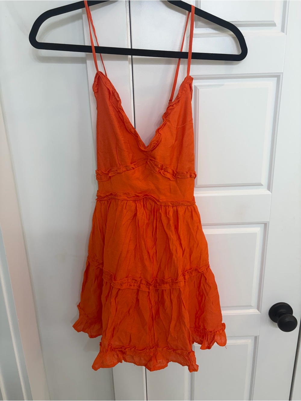 Francesca's Orange Ruffle Tiered Sundress